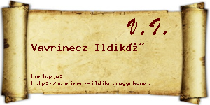 Vavrinecz Ildikó névjegykártya